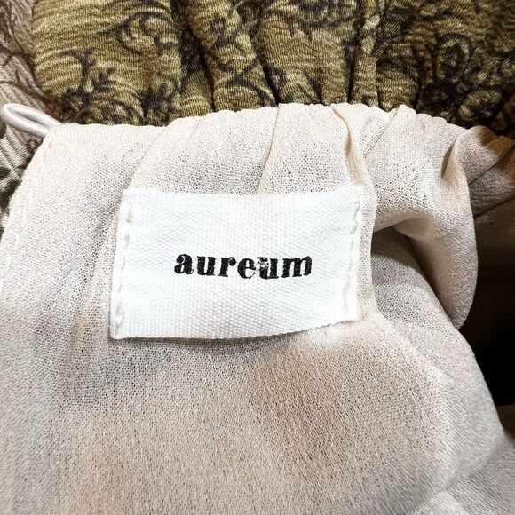 Aureum Sage Green Floral Tiered Ruffle Dress Sz S #AD1055 - Picture 5 of 11